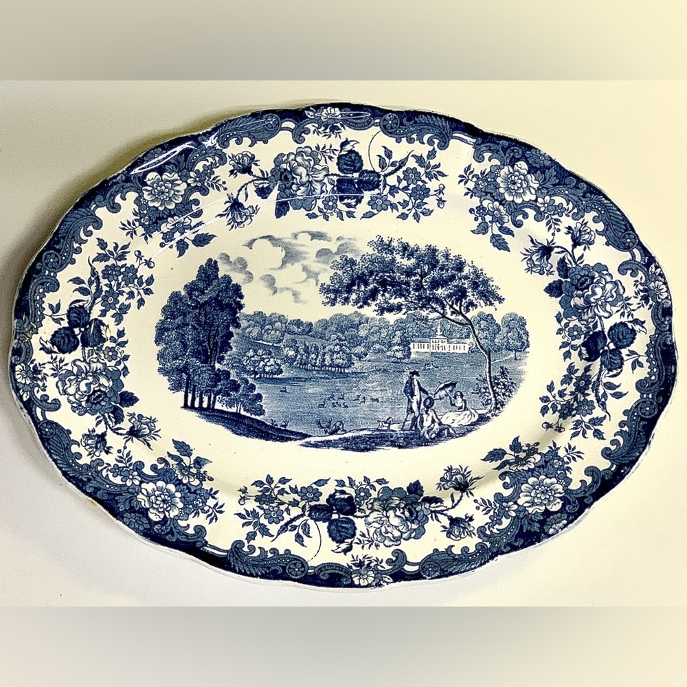 Vtg Royal Worcester Palissy AVON SCENES Staffordshire 12" Oval Serving Plate